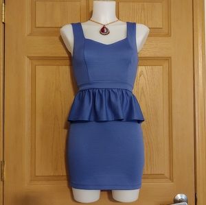 Topshot Blue / Purple Peplum Dress W/ Cutout Back